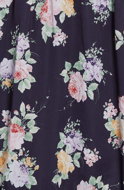 Shop Ava & Yelly Kids' Floral Print Sleeveless Chiffon Maxi Dress In Navy