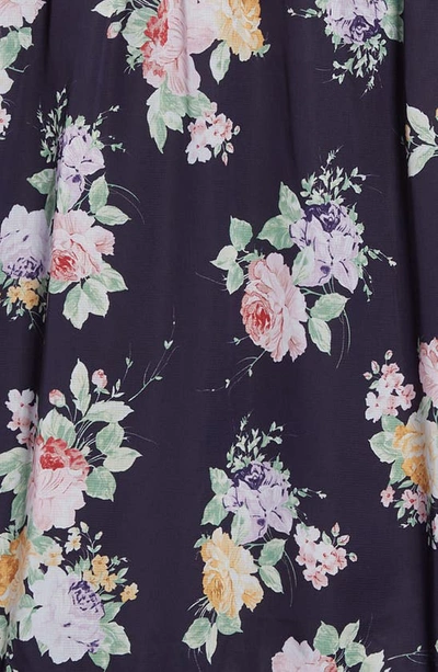 Ava & Yelly Kids' Floral Print Sleeveless Chiffon Maxi Dress In Navy