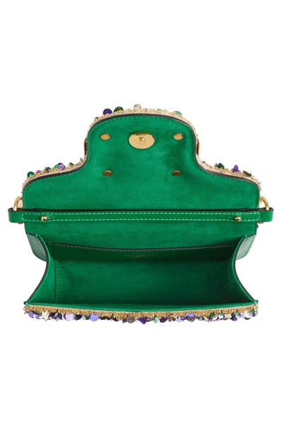 Shop Valentino Small Locò Embellished Silk Shoulder Bag In Nbf Multicolor Oro/ Gea Green