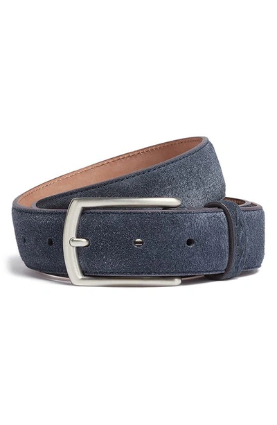 Zegna Suede Belt In Quartz Blue