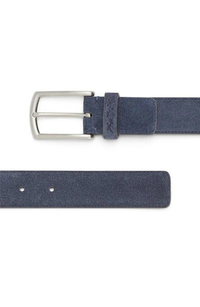 Shop Zegna Suede Belt In Quartz Blue