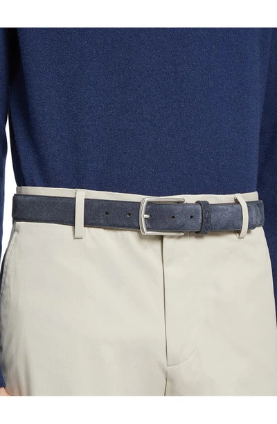 Shop Zegna Suede Belt In Quartz Blue