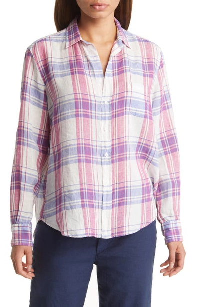 Shop Frank & Eileen Eileen Plaid Linen Button-up Shirt In Pink Blue White Plaid