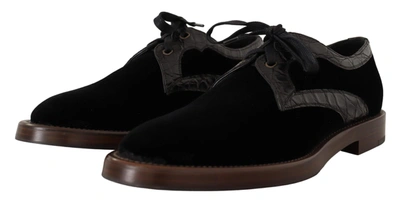 Shop Dolce & Gabbana Velvet Exotic Leather Men's Shoes In Black