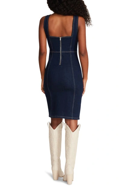 Steve Madden Estrella Bustier Denim Dress In Dark Indigo