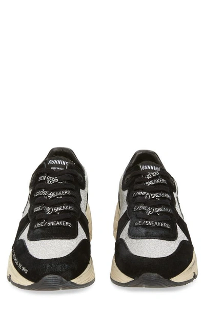 Shop Golden Goose Running Sole Sneaker In Black/ Silver Glitter/ Script