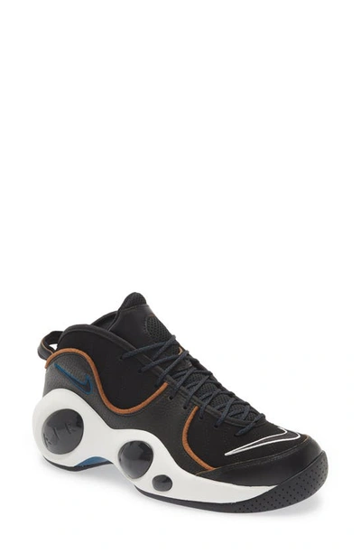 Shop Nike Air Zoom Flight 95 Basketball Sneaker In Black/ Valerian Blue/ Brown