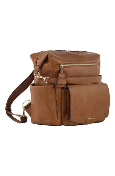 Shop Twelvelittle Peekaboo Faux Leather Convertible Diaper Backpack In Toffee