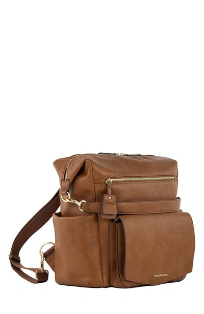 Shop Twelvelittle Peekaboo Faux Leather Convertible Diaper Backpack In Toffee