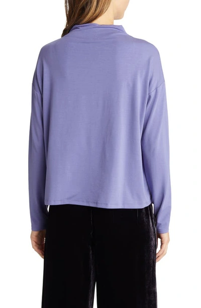 Shop Eileen Fisher Funnel Neck Long Sleeve Boxy Top In Viola