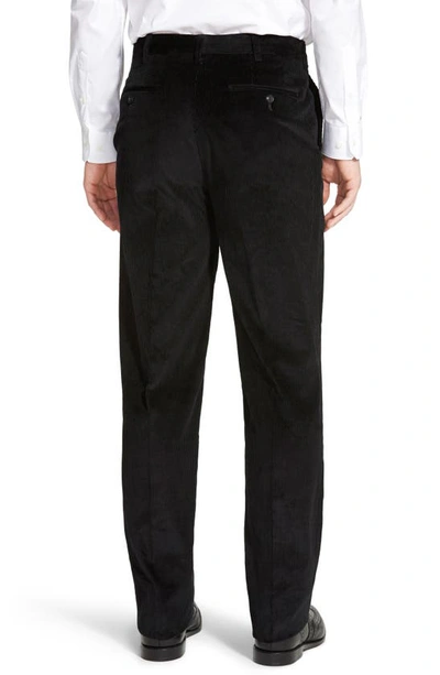Shop Berle Luxury Italian Corduroy Flat Front Pants In Black