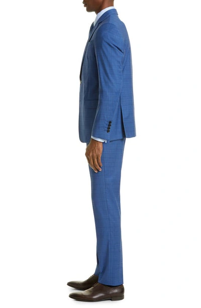 Shop Emporio Armani Shadow Windowpane Plaid Wool Suit In High Blue