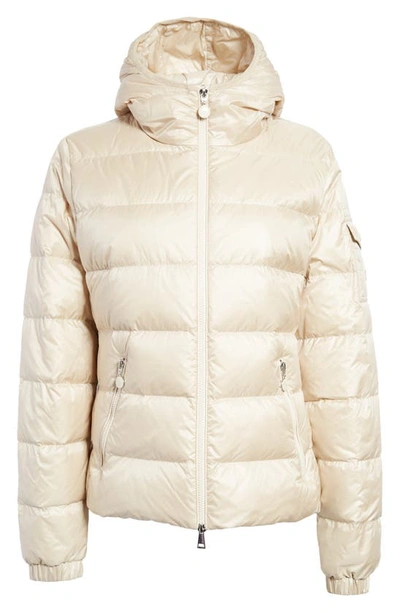 Shop Moncler Gles Recycled Nylon Down Jacket In Beige