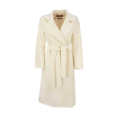 Shop Max Mara Cles Wool Wrap Coat In White