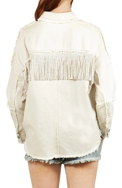 Nikki Lund Fringe Oversize Jacket In Natural