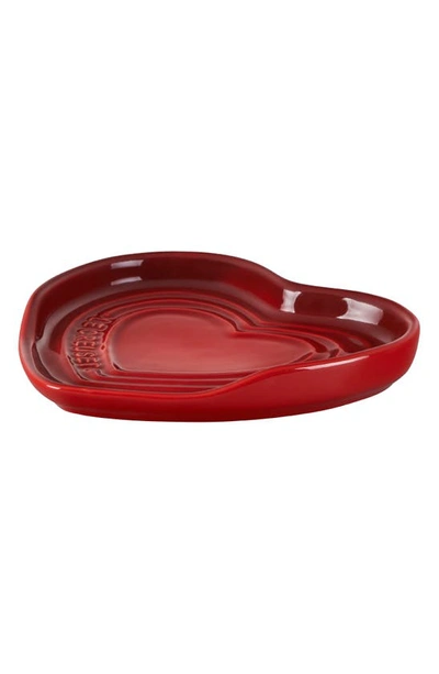 Le Creuset Figural Hearts Stoneware Spoon Rest In Cerise