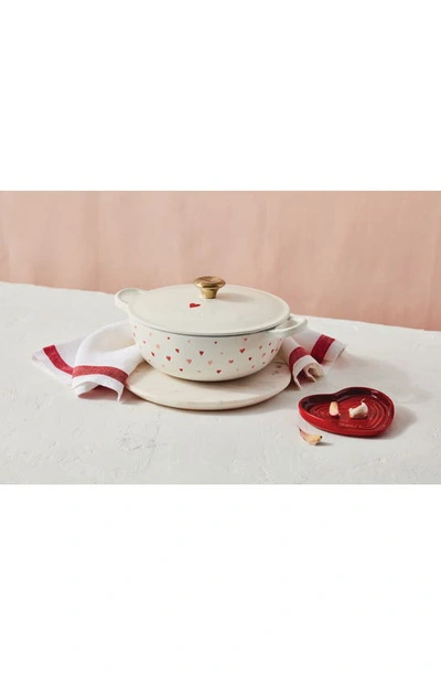 Le Creuset Figural Hearts Stoneware Spoon Rest In Cerise