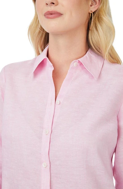 Foxcroft Jordan Linen Button-up Shirt In Pure Pink