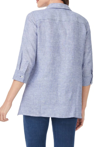Shop Foxcroft Stirling Linen Button-up Tunic In Indigo