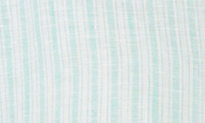Foxcroft Jordan Stripe Linen Button-up Shirt In Sea Mist