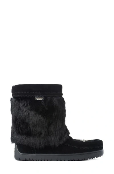 Shop Manitobah Waterproof Boot With Faux Fur Trim In Black