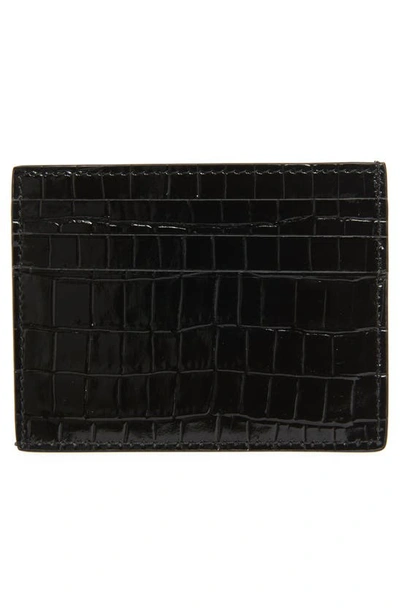 Shop Tom Ford T-line Alligator Embossed Leather Bifold Wallet In Black