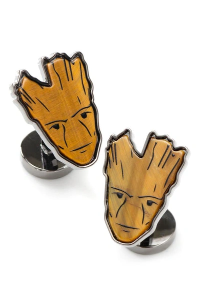 Shop Cufflinks, Inc I Am Groot Tiger's Eye Cuff Links In Brown