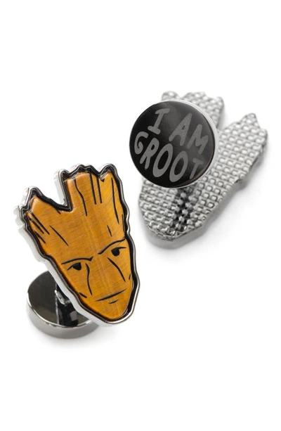 Shop Cufflinks, Inc I Am Groot Tiger's Eye Cuff Links In Brown