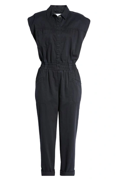 Shop Pistola Rosie Padded Shoulder Cotton Jumpsuit In Fade To Black