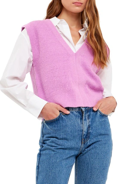 English Factory Rib Sweater Vest In Orchid