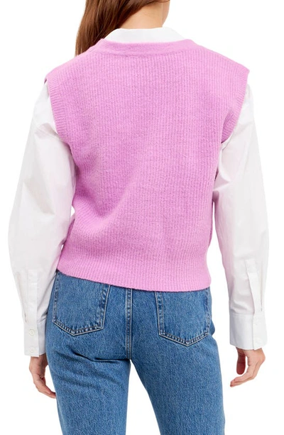 English Factory Rib Sweater Vest In Orchid