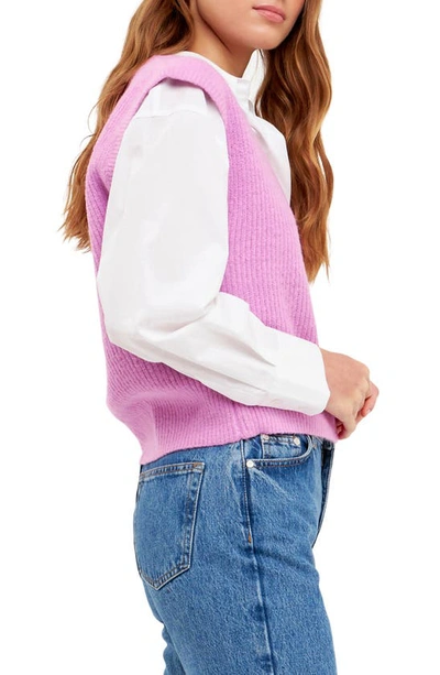 English Factory Rib Sweater Vest In Orchid