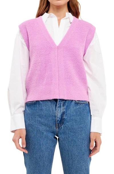 English Factory Rib Sweater Vest In Orchid