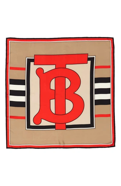 Shop Burberry Monogram Heritage Stripe Silk Scarf In Archive Beige
