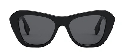Shop Fendi O'lock Fe 40064i 01a Cat Eye Sunglasses In Grey