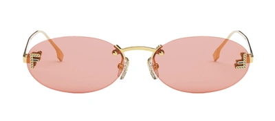 Fendi First Fe 4075us 30a Oval Sunglasses In Red