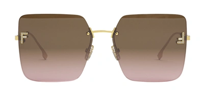 Shop Fendi Fe4082us 30t Butterfly Sunglasses In Brown