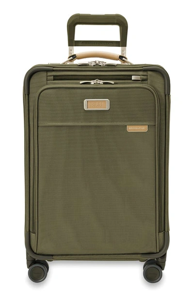 Shop Briggs & Riley Baseline Essential 22-inch Expandable Spinner Carry-on Bag In Olive