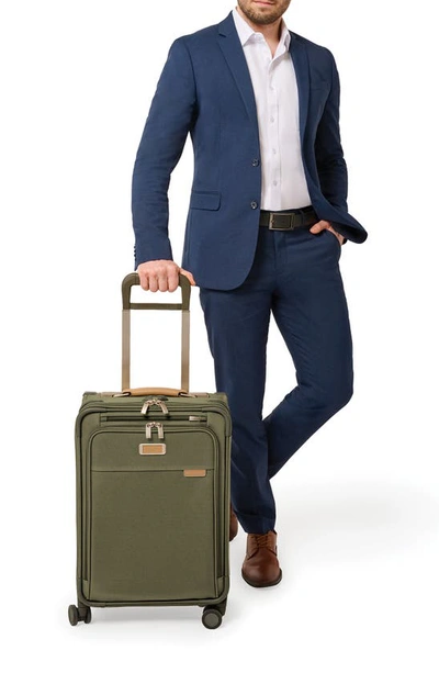Briggs & Riley Baseline Essential 22-inch Expandable Spinner Carry-on Bag In Olive
