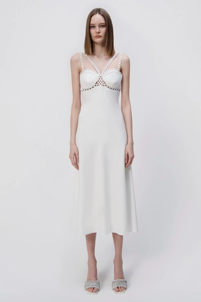 Shop Jonathan Simkhai Sevilla Crochet Ring Midi Dress In White
