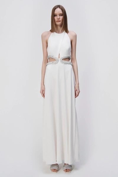 Shop Jonathan Simkhai Sandi Embelished Halter Gown In White