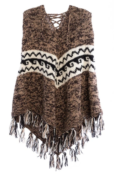 Shop Saachi Tassel Wool Knit Poncho In Beige