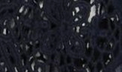 Forgotten Grace Tie Front Crochet Lace Trim Top In Navy