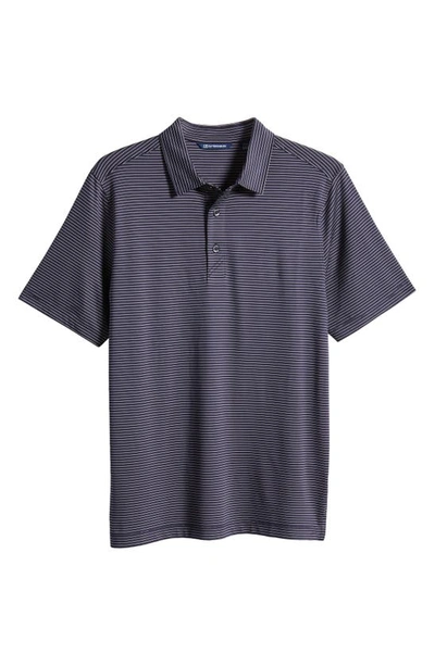 Cutter & Buck Forge Drytec Pencil Stripe Performance Polo In Liberty Navy