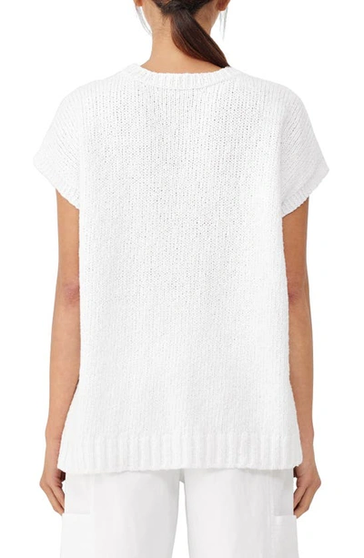 Shop Eileen Fisher Short Sleeve Organic Cotton Sweater In White