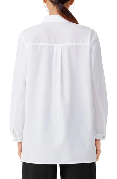 Shop Eileen Fisher Classic Collar Easy Organic Cotton Button-up Shirt In White