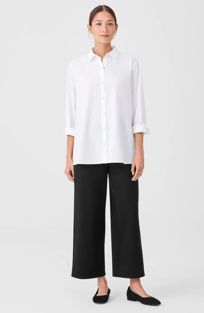 Shop Eileen Fisher Classic Collar Easy Organic Cotton Button-up Shirt In White