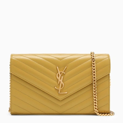 Shop Saint Laurent Ochre Monogram Chain Wallet In Multicolor