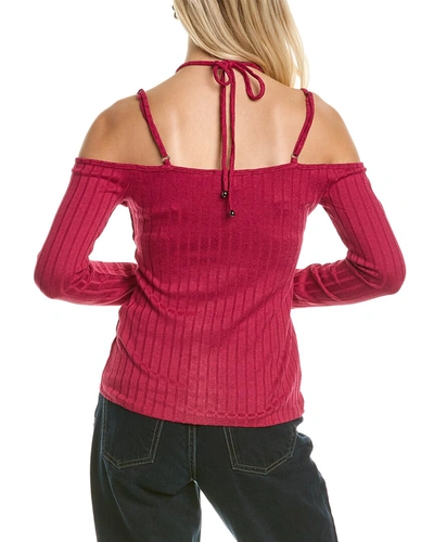Shop Bcbgmaxazria Cold-shoulder Knit Top In Red