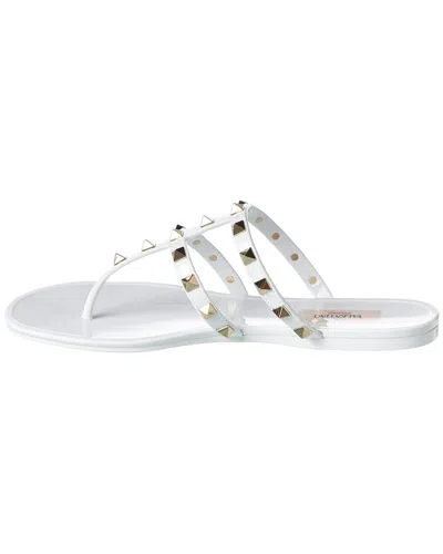 Shop Valentino Rockstud Caged Rubber Sandal In White
